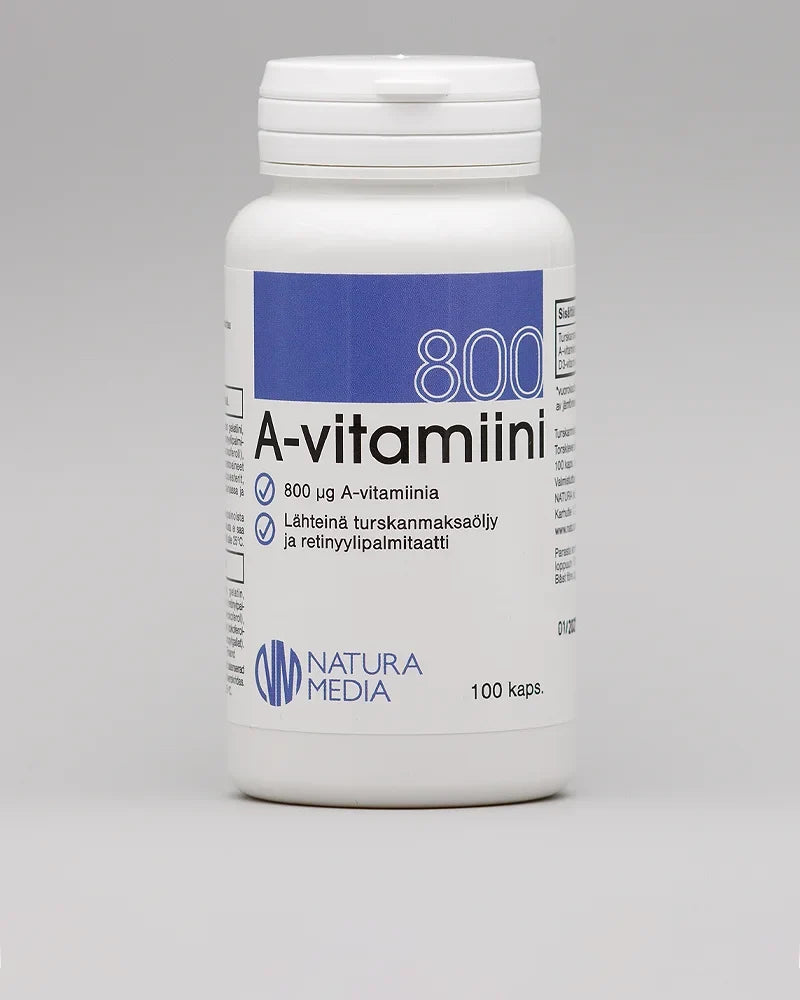 A-vitamiini 800 µg 100 kaps. -Natura Media*