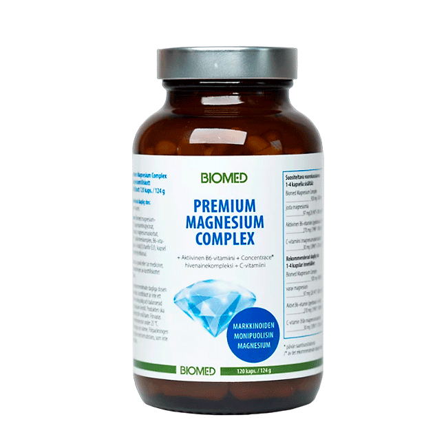 Premium Magnesium Complex. Hyvin imeytyvä ja vatsaystävällinen vähentämään väsymystä ja uupumusta - Outletapteekki