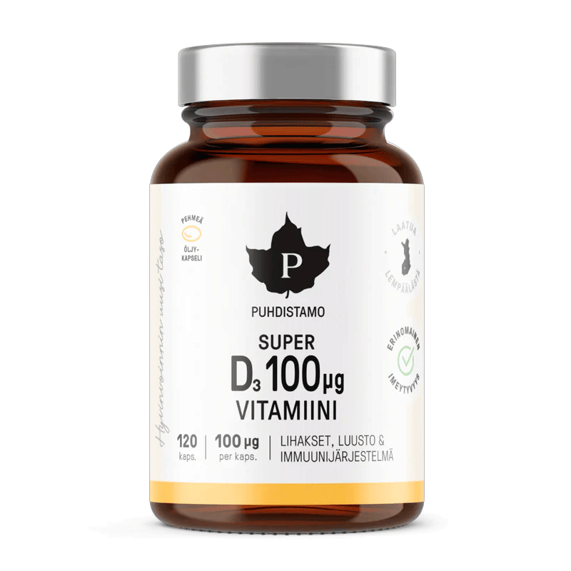 Vahva D3-vitamiinivalmiste, joka on avuksi lihaksille, luustolle sekä immuunijärjestelmälle - Outletapteekki